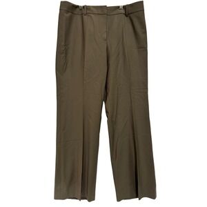 Ann Taylor Women's 12P Virgin Wool Modern Dress Pants Beige Wide Leg flat front